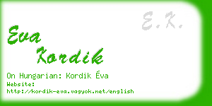 eva kordik business card
