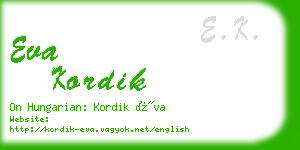 eva kordik business card